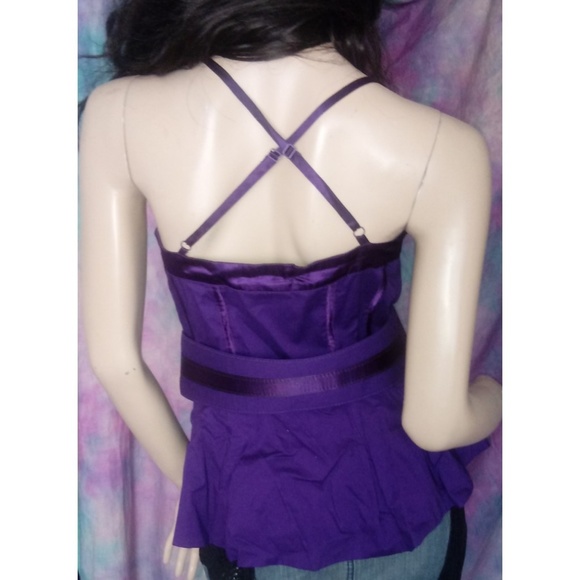 2B purple zip belted bustier corset peplum top M - Picture 2 of 2